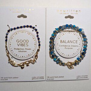 NWTS Silver plate Semi Precious Bead Inspirational Bracelets - Unwritten